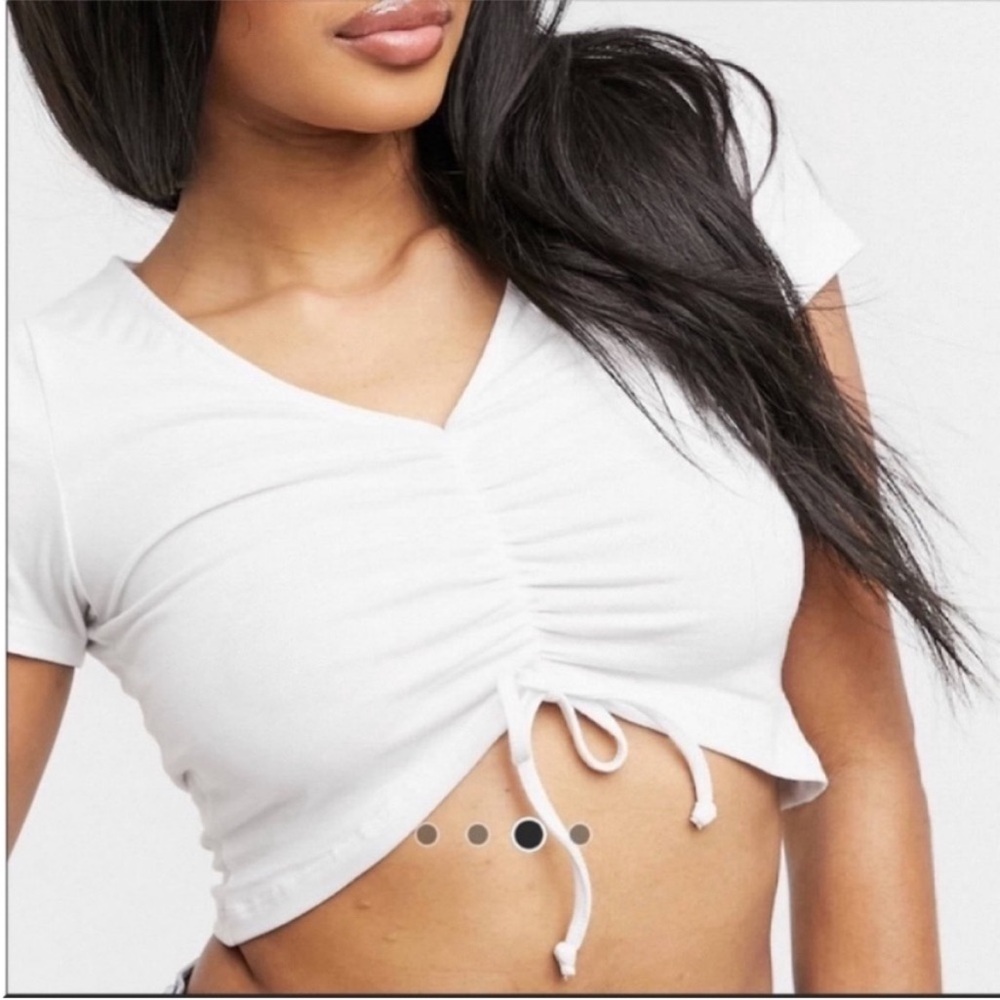 ASOS White Ruched Crop Top - Picture 3 of 5